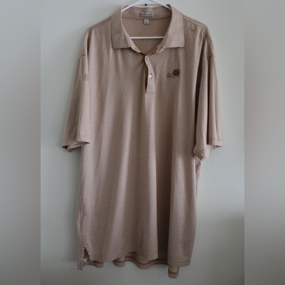 Peter Millar Striped Polo Pine Needles Golf Embroidered Logo - Picture 1 of 4